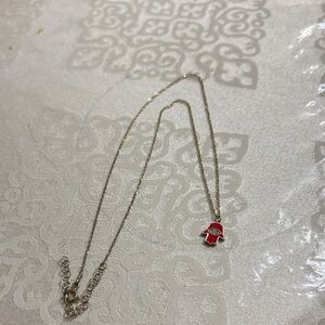 Tai Jewelry Red Enamel Hamsa Evil Eye Protection Necklace Gold Plated CZ 925